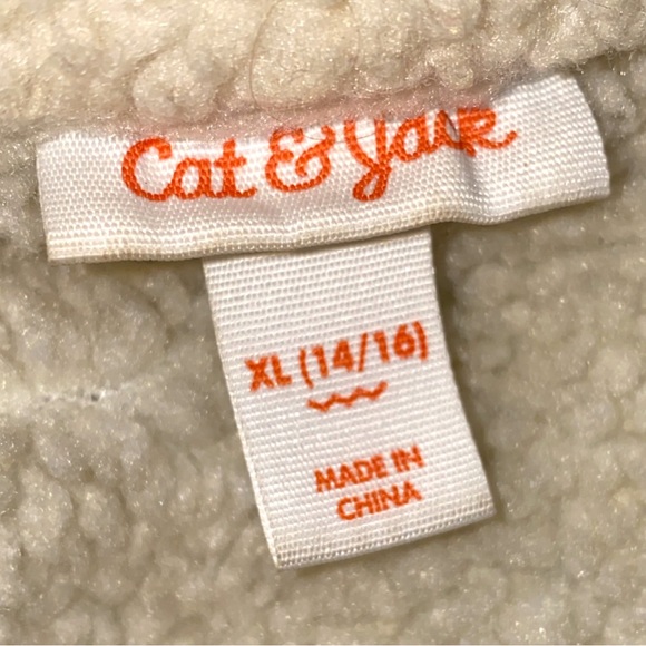 Cat & Jack sherpa lined snap closure denim jacket sz xl 14/16 fits like xs women - Picture 5 of 5